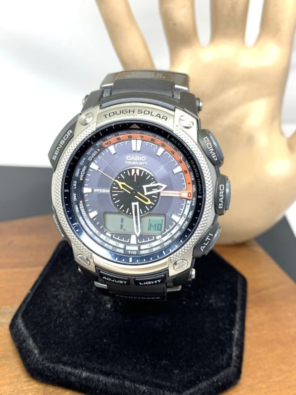 Casio Men's Watch PAW5000 Pathfinder Black Resin Tough Solar Triple Sensor 5114